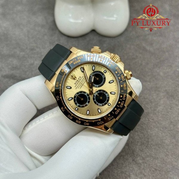Rolex Daytona 116518 Pikachu 18K Solid Gold Oysterflex Rubber Strap 40mm