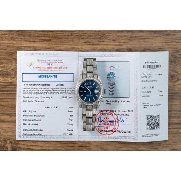 Rolex Datejust Blue Luminous Dial Iced Out Moissanite Best Replica 41mm