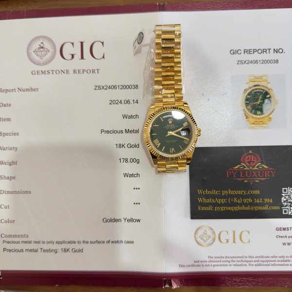 Rolex Day-Date 228238-0061 Green Roman Dial 18K Yellow Gold Wrapped Best Replica V3 GMF 40mm