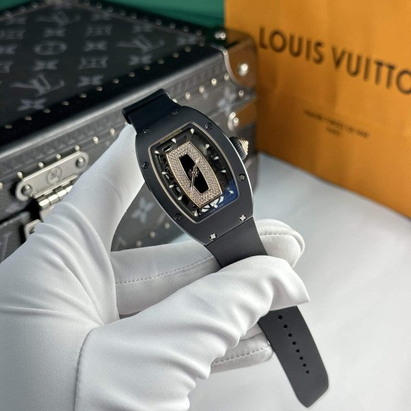 Richard Mille RM07-01 Ceramic Rose Gold Black Lip Best Replica 45.32 x 32.3mm