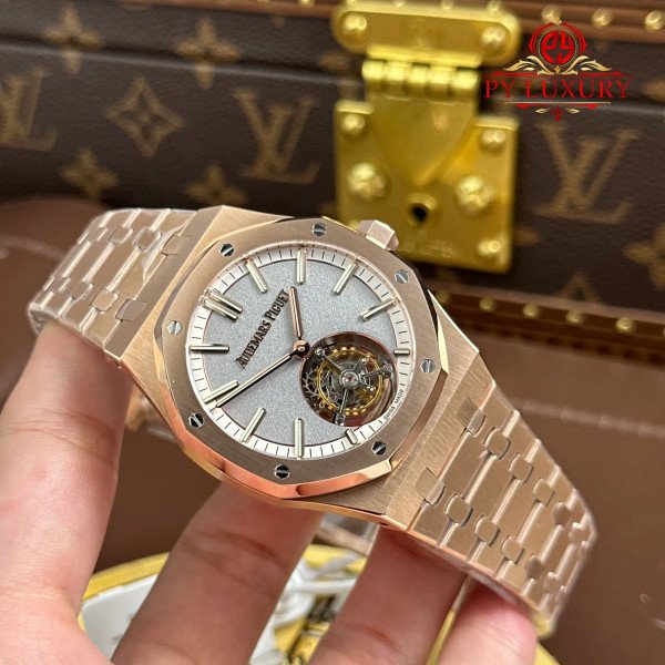 Audemars Piguet Royal Oak Selfwinding Flying Tourbillon 26730OR Rose Gold Sandblasted Grey Dial Best Replica BBS 41mm
