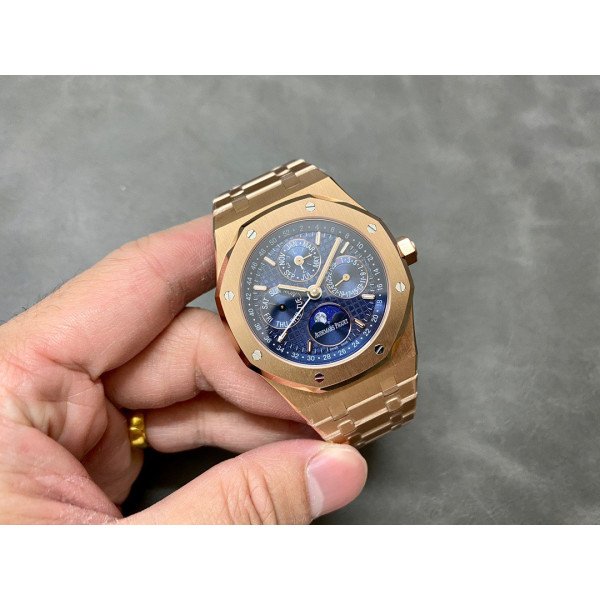Audemars Piguet Royal Oak Perpetual Calendar 26574OR Rose Gold Blue Dial Best Replica 41mm