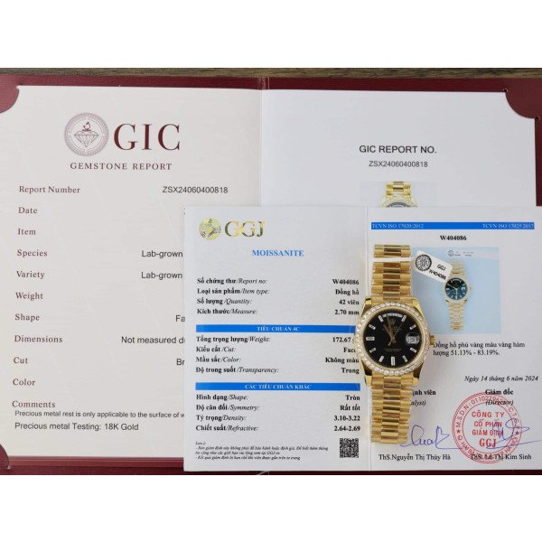 Rolex Day-Date 228348RBR 18K Yellow Gold Wrapped Black Diamond Dial Moissanite Bezel GMF V3 Super Clone 40mm