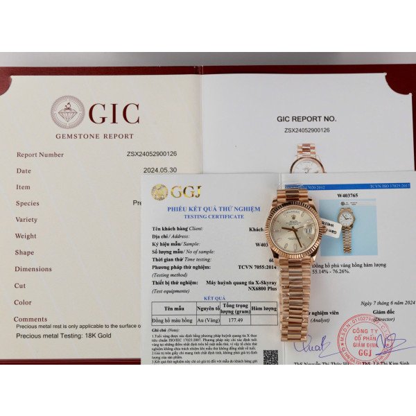 Rolex Day-Date 228235 Sundust Baguette Diamond Dial 18K Rose Gold Wrapped Best Replica V3 GMF 40mm