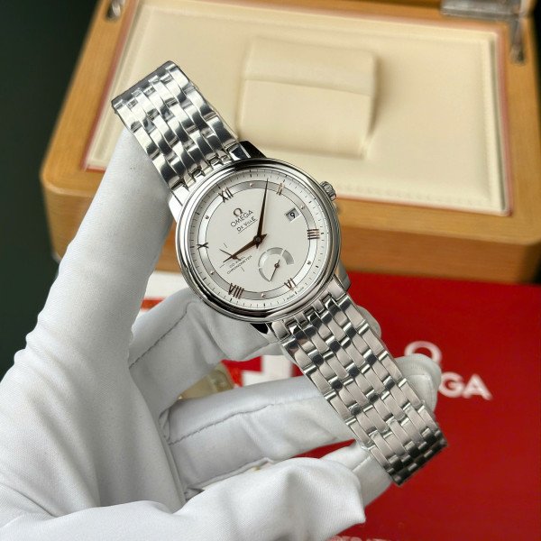 Omega De Ville Prestige Power Reserve Silver Dial Steel Bracelet Best Replica 39.5mm