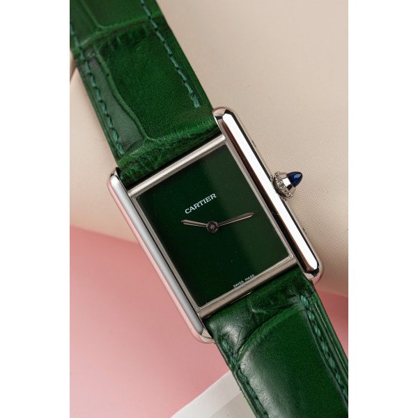 Cartier Tank Must Large WSTA0056 Green Dial Leather Strap 1:1 Best Copy 33.7mm x 25.5mm