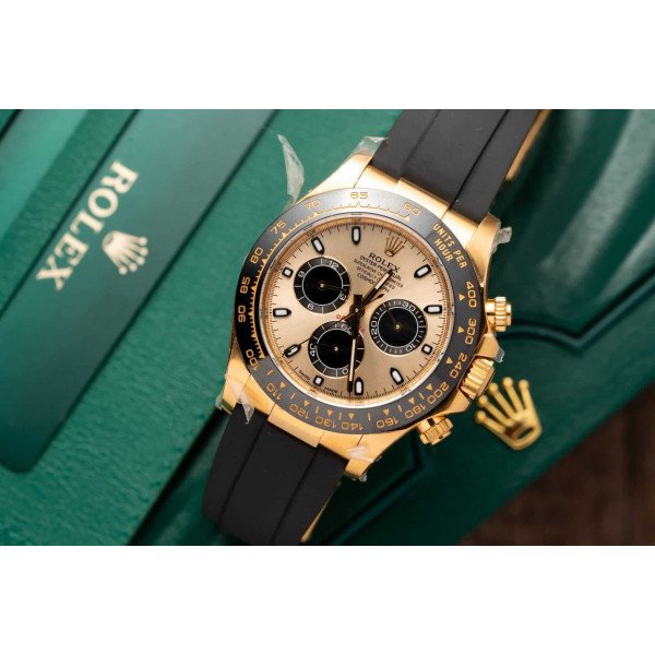 Rolex Daytona 116518 Yellow Gold Champagne Dial Oysterflex Replica 40mm
