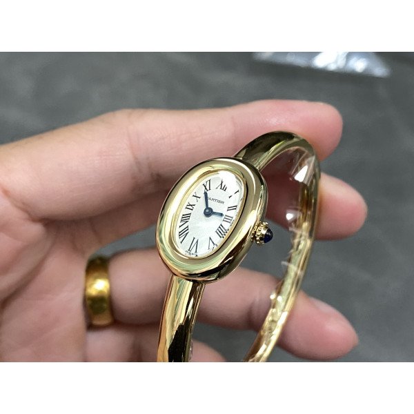Cartier Baignoire de Cartier Yellow Gold Silver Dial Mini Model Best Replica (Wrist Size 15, 16, 17cm)