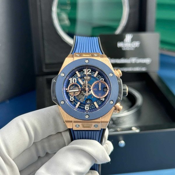 Hublot Big Bang Unico King Gold Blue Ceramic Best Replica BBF 42mm
