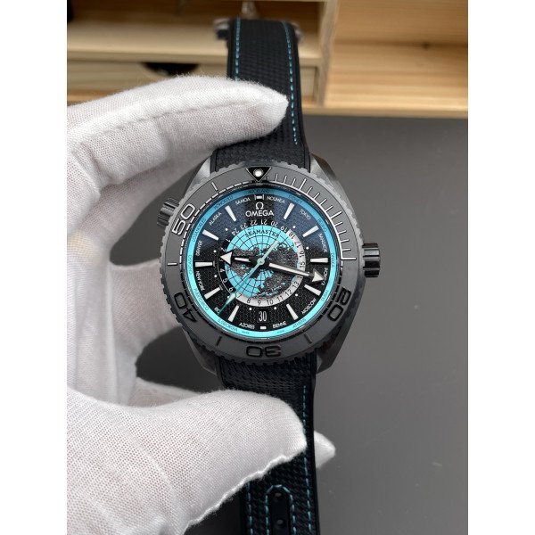 Omega Seamaster Planet Ocean 600M GMT Worldtimer Black & Blue Dial Best Replica VSF 45.5mm