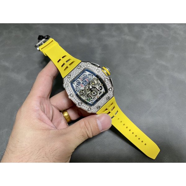 Richard Mille RM11-03 Flyback Chronograph Iced Out CZ Stones Best Replica KVF 49.94×44.5mm