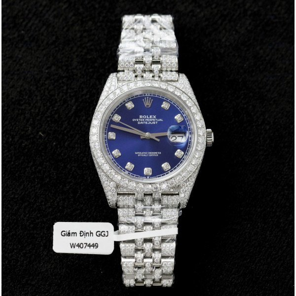 Rolex Datejust 41 Blue Diamond Dial Jubilee Iced Out Moissanite Best Replica 41mm