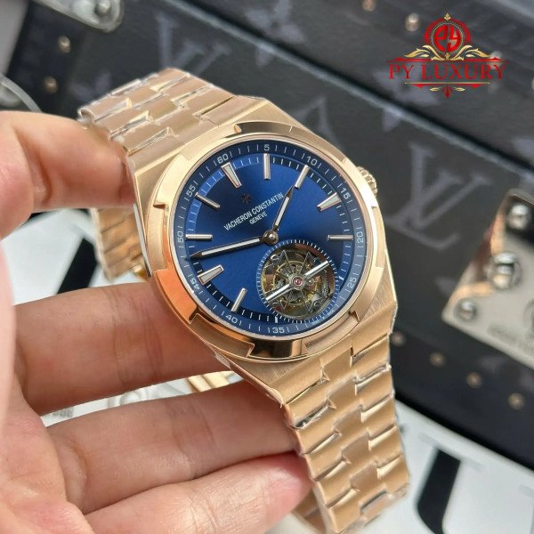 Vacheron Constantin Overseas Tourbillon 6000V Rose Gold Blue Dial Best Replica BBR 42.5mm