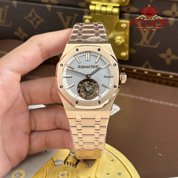 Audemars Piguet Royal Oak Selfwinding Flying Tourbillon 26730OR Rose Gold Sandblasted Grey Dial Best Replica BBS 41mm