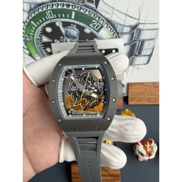 Richard Mille RM055 All Grey Boutique Edition Vaucher Movement 1:1 Super Clone A9F 42.7 x 49.9mm (Free Sprung)