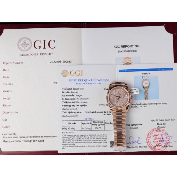 Rolex Day-Date 228235 Sundust Stripe Index Dial 18K Rose Gold Wrapped Best Replica V3 GMF 40mm