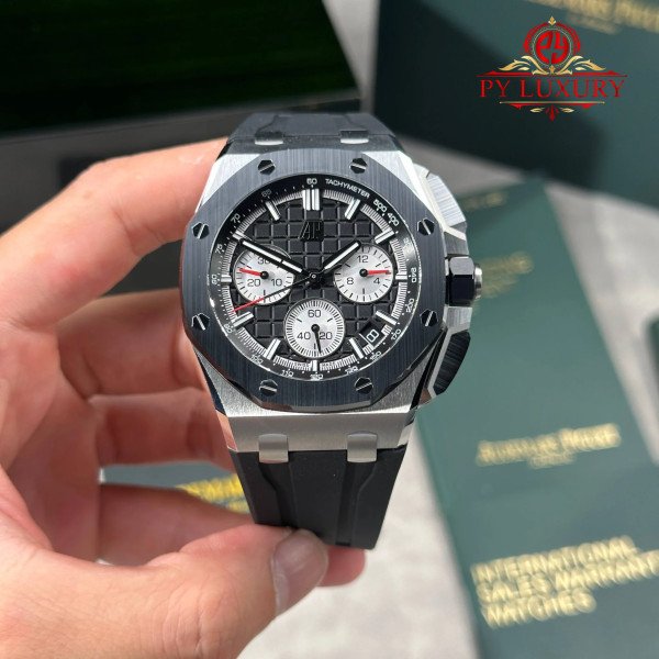Audemars Piguet Royal Oak Offshore Chronograph 26420SO Steel Black Dial Rubber Band 1:1 Super Clone DDF 43mm (Free Sprung)