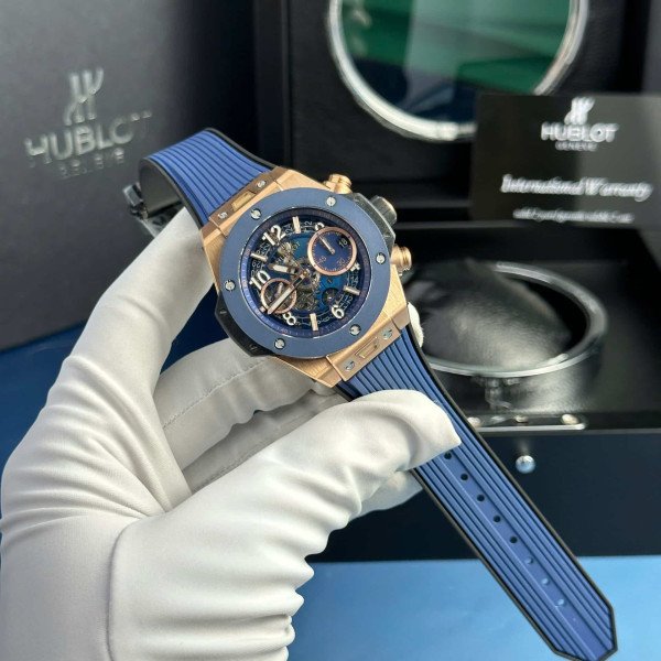 Hublot Big Bang Unico King Gold Blue Ceramic Best Replica BBF 42mm