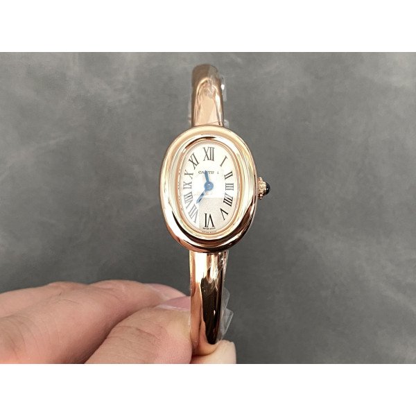 Cartier Baignoire de Cartier Rose Gold Silver Dial Mini Model Best Replica (Wrist Size 15, 16, 17cm)