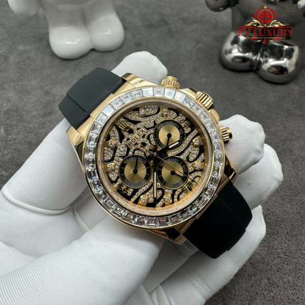 Rolex Cosmograph Daytona 116588TBR Eye of the Tiger Custom Made 18K Solid Gold Oysterflex Strap 40mm