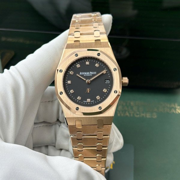 Audemars Piguet Royal Oak Jumbo Extra Thin 15207OR Rose Gold Black Dial Replica IPF 39mm