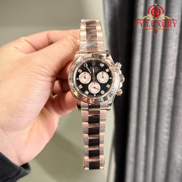 Rolex Daytona 126505-0002 Black & Sundust Diamond-set Dial 18K Gold Wrapped Oyster Bracelet 1:1 Super Clone 40mm