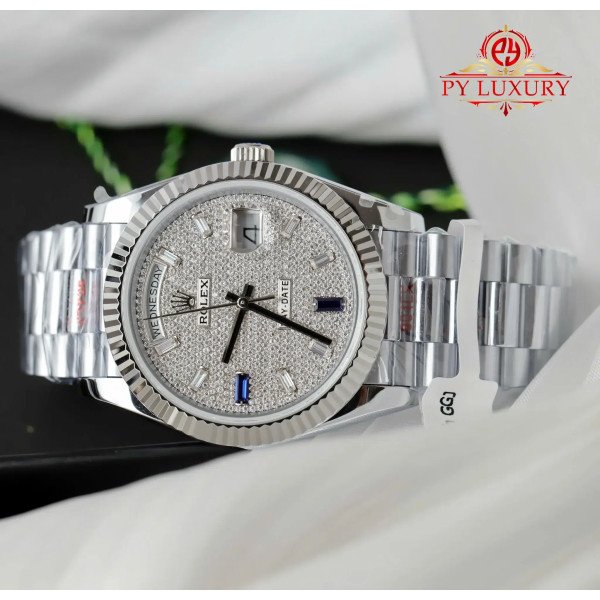 Rolex Day-Date 228236-0009 Custom Moissanite Dial 1:1 Best Replica QF 40mm