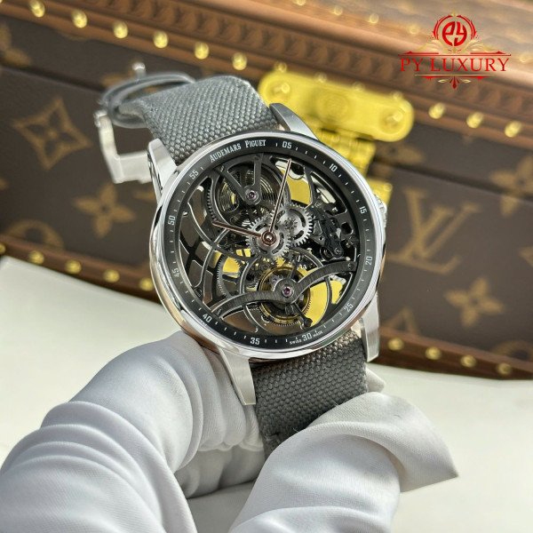 Audemars Piguet Code 11.59 Tourbillon Openworked 26600CR Grey Dial Textile Strap 1:1 Best Replica APPF 41mm