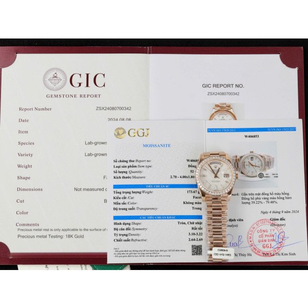 Rolex Day-Date 40 Meteorite Baguette Moissanite Dial 18K Rose Gold Wrapped Moissanite Bezel GMF V3 Best Replica 40mm