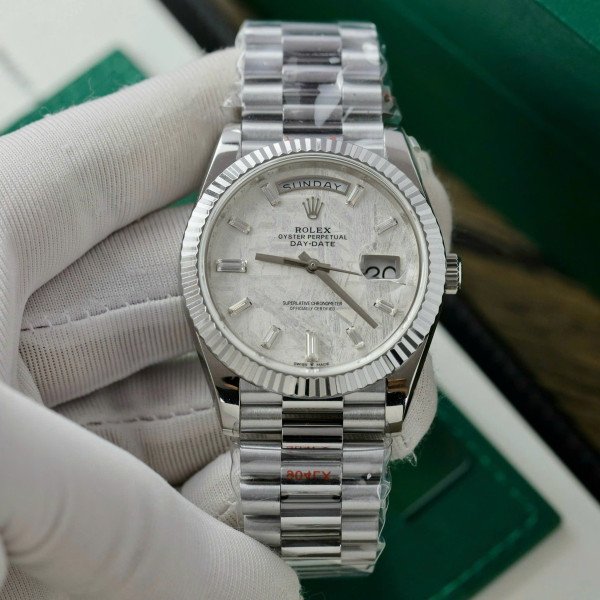 Rolex Day-Date 228239 Meteorite Dial Custom Moissanite Hour Markers GMF V3 Best Replica 40mm