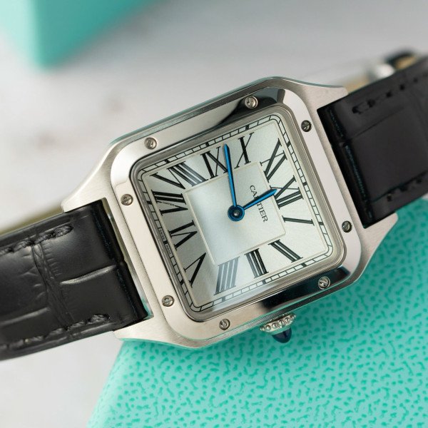 Cartier Santos Dumont WSSA0023 Steel Silver Dial Leather Strap Replica 38mm x 27.5mm