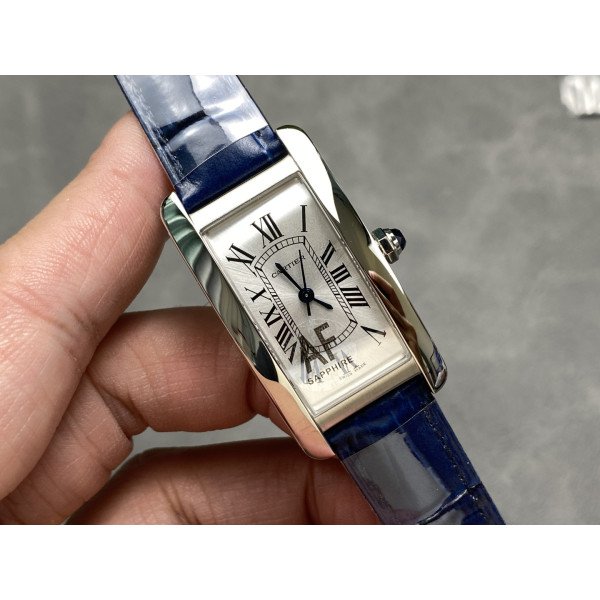 Cartier Tank Américaine WSTA0017 Medium Model Silver Dial Leather Strap 1:1 Best Replica 41.6mm x 22.6mm