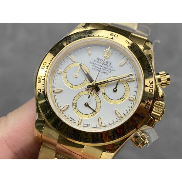 Rolex Daytona 126508-0001 Yellow Gold White Dial 180g Top Quality Replica QF 40mm