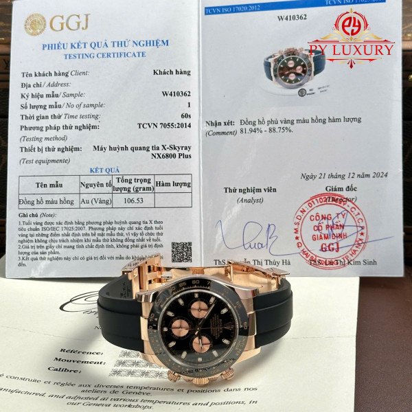 Rolex Daytona 116515LN Black Dial 18K Rose Gold Wrapped Oysterflex 1:1 Best Replica 40mm