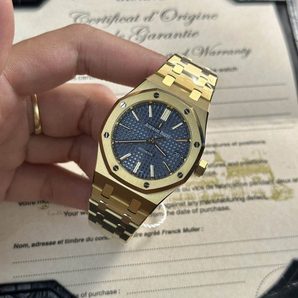Audemars Piguet Royal Oak 15450BA Yellow Gold Blue Dial Replica IP Factory 37mm