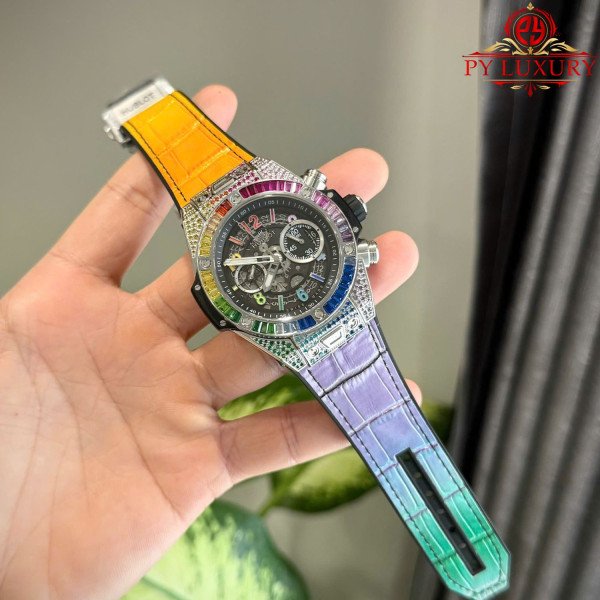 Hublot Big Bang Unico Titanium Rainbow Leather Strap Best Replica ZF 45mm