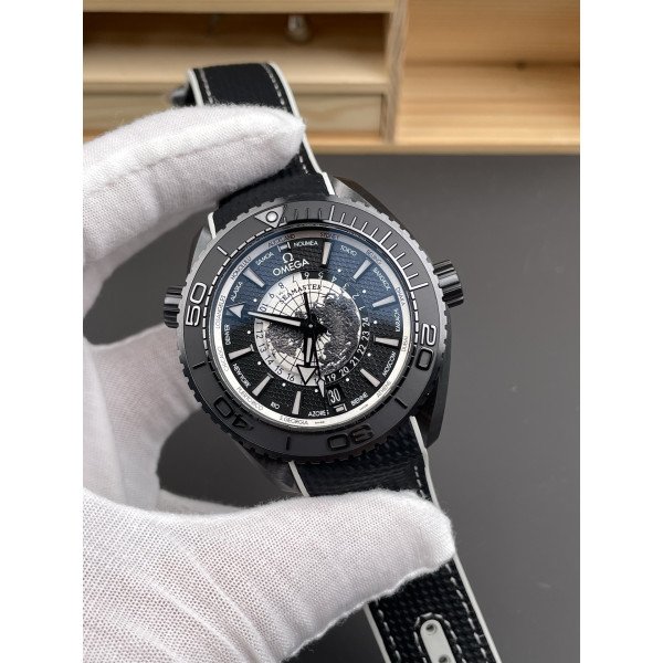 Omega Seamaster Planet Ocean 600M GMT Worldtimer Black & Grey Dial Best Replica VSF 45.5mm