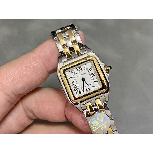 Cartier Panthère de Cartier Small Model Two Tone Yellow Gold White Dial Best Replica BVF 22mm x 30mm