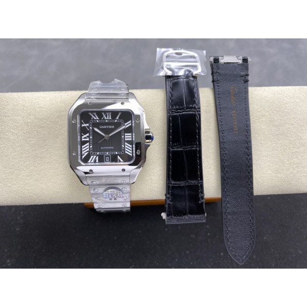 Cartier Santos WSSA0096 Large Model Black Dial Best Replica THBF 39.8mm