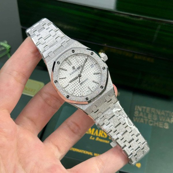 Audemars Piguet Royal Oak 15454BC Frosted White Gold White Dial Best Replica APSF 37mm