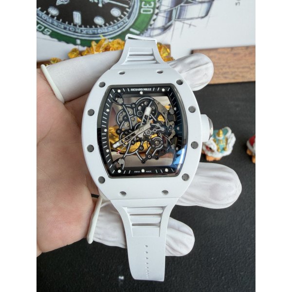 Richard Mille RM055 Bubba Watson White Ceramic Vaucher Movement 1:1 Super Clone A9F 42.7mm x 49.9mm (Free Sprung)