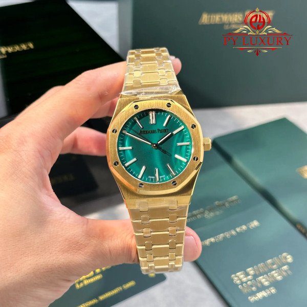 Audemars Piguet Royal Oak 15513BA Yellow Gold Malachite Stone Dial Best Clone APW 41mm