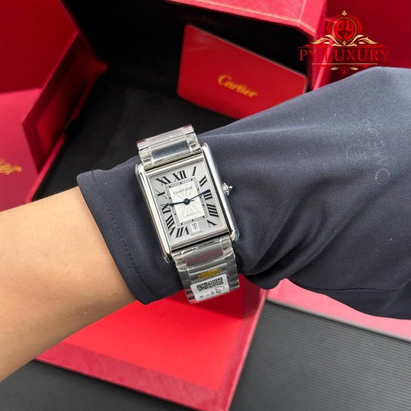 Cartier Tank Must WSTA0053 XL Silver Dial Steel Bracelet Best Replica AF 31mm x 41mm