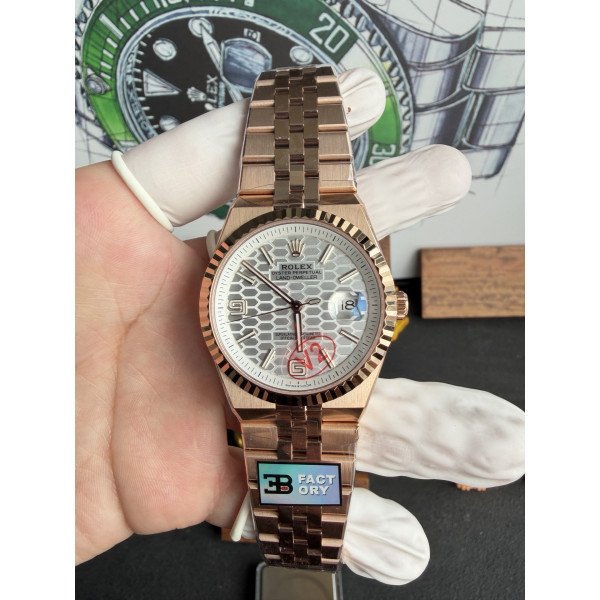 Rolex Land-Dweller 127335-0001 Rose Gold White Honeycomb-motif Dial Best Replica BPF 40mm