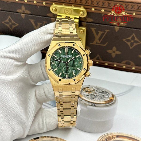 Audemars Piguet Royal Oak Chronograph 26331BA Yellow Gold Green Dial 1:1 Best Replica APSF 41mm