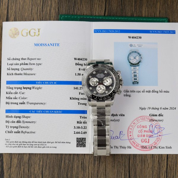 Rolex Daytona Black MOP Dial Custom Moissanite Hour Markers Oyster Bracelet Best Replica 40mm