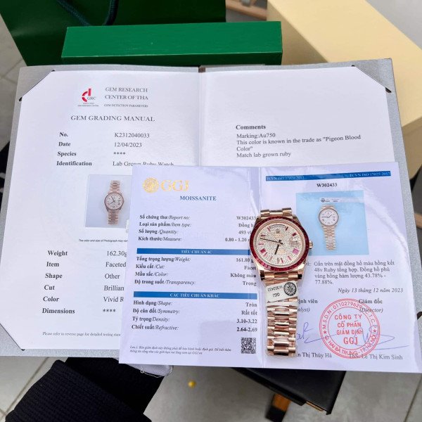 Rolex Day-Date 228398TRU 18K Gold Wrapped Custom Moissanite Dial Ruby Bezel GMF V3 Super Clone 40mm