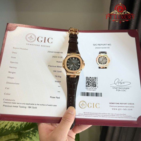 Patek Philippe Nautilus 5711R-001 Grey Dial 18K Gold Wrapped Leather Strap 1:1 Best Replica 40mm