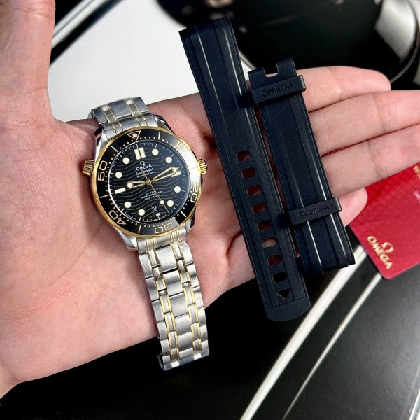 Omega Seamaster Diver 300M Two Tone Yellow Gold Black Dial Super Clone 42mm