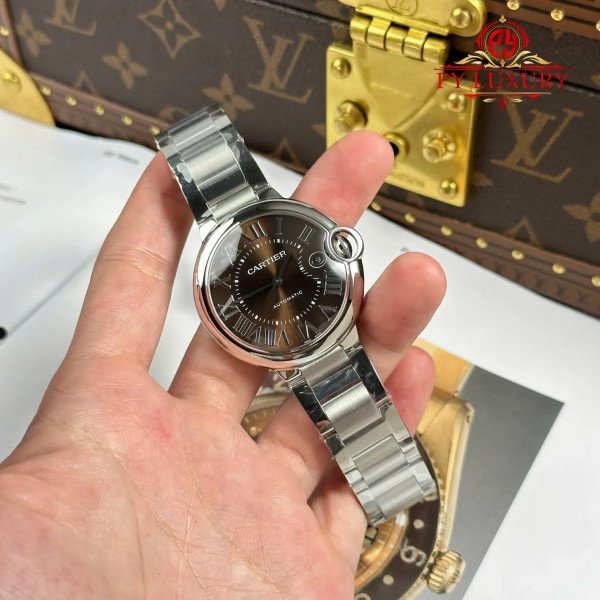 Cartier Ballon Bleu de Cartier Steel Brown Dial Best Replica AF 40mm